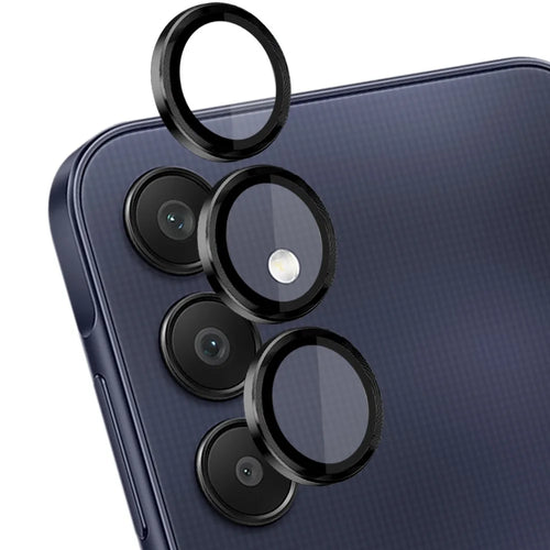 NORTHJO 1 Set For Samsung Galaxy A25 5G (Global) (161.0 x 76.5 x 8.3mm) 9H Camera Lens Film with CD Vein Metal Ring - Black - 1