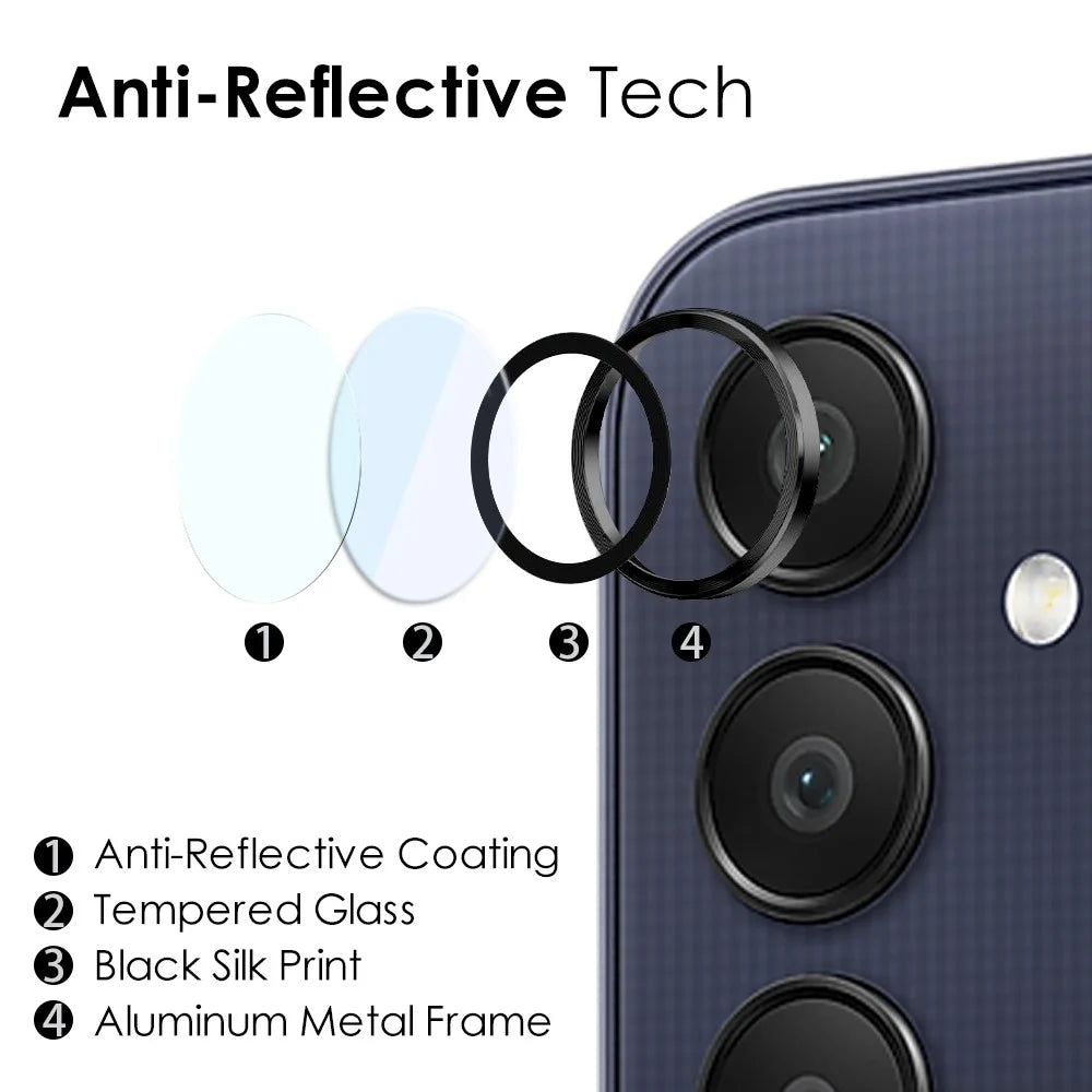 NORTHJO 1 Set For Samsung Galaxy A25 5G (Global) (161.0 x 76.5 x 8.3mm) 9H Camera Lens Film with CD Vein Metal Ring - Black - 2