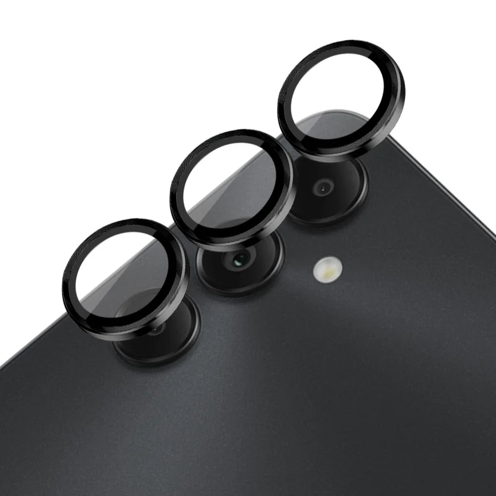 NORTHJO 1 Set For Samsung Galaxy A05s 4G Tempered Glass Camera Lens Protector with CD Vein Metal Ring - Black - 2