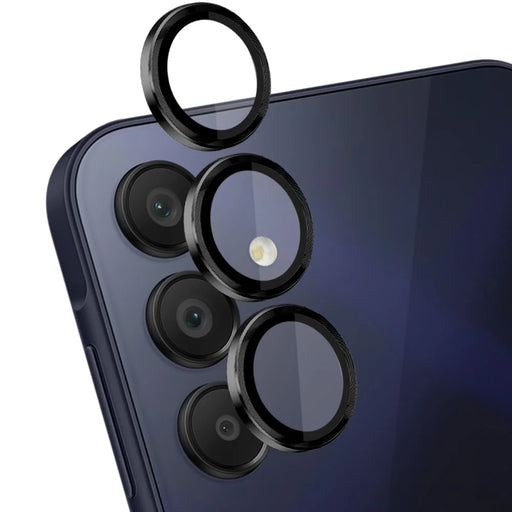 NORTHJO 1 Set For Samsung Galaxy A15 4G Camera Lens Protector Metal Frame + Tempered Glass Lens Film - Black - 1