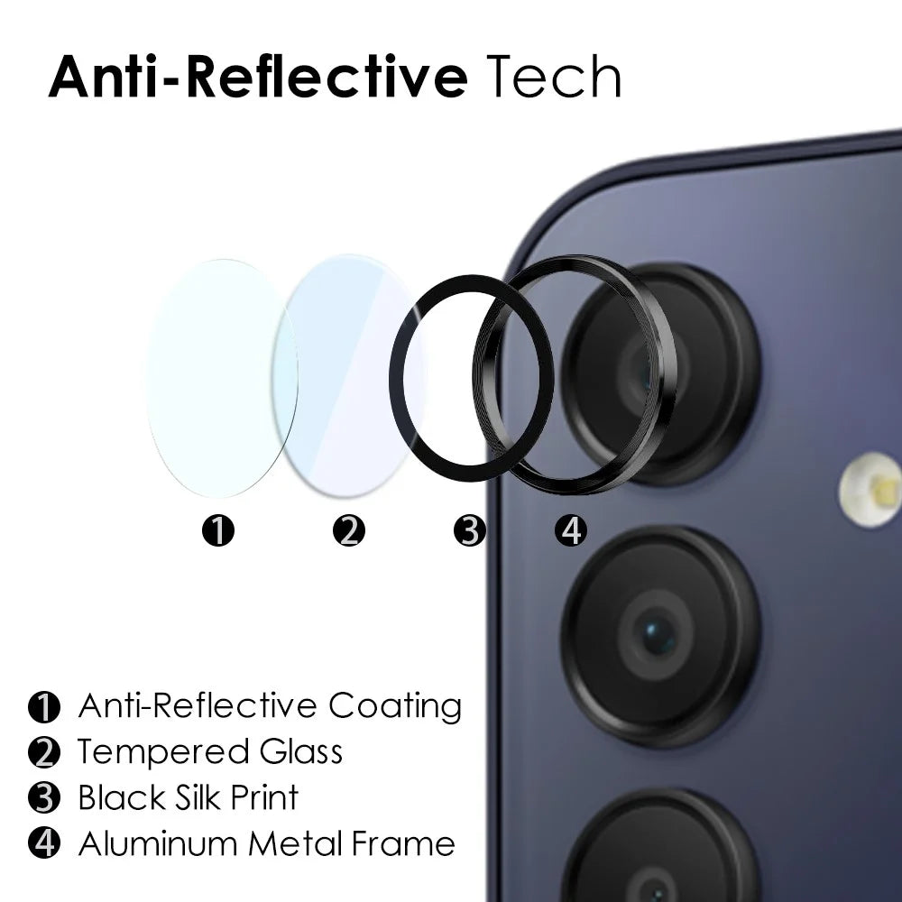 NORTHJO 1 Set For Samsung Galaxy A15 4G Camera Lens Protector Metal Frame + Tempered Glass Lens Film - Black - 3