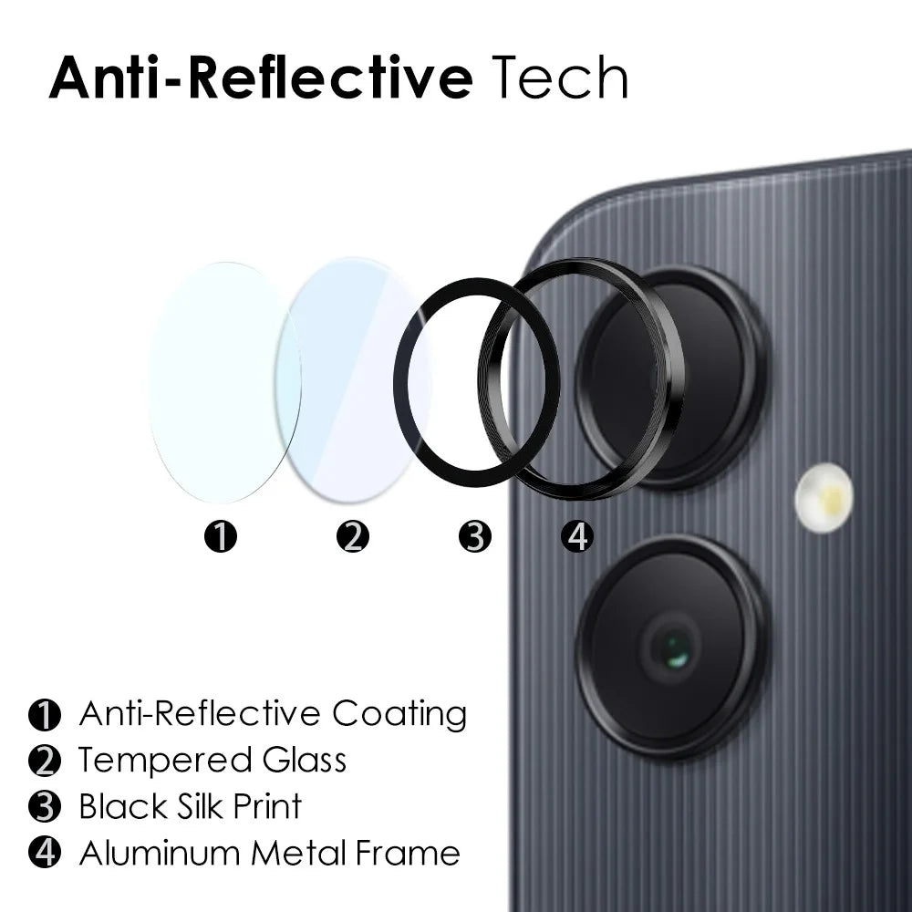 NORTHJO 1 Set For Samsung Galaxy A05 4G Camera Lens Protector CD Vein Metal Ring Lens Film - Black - 3