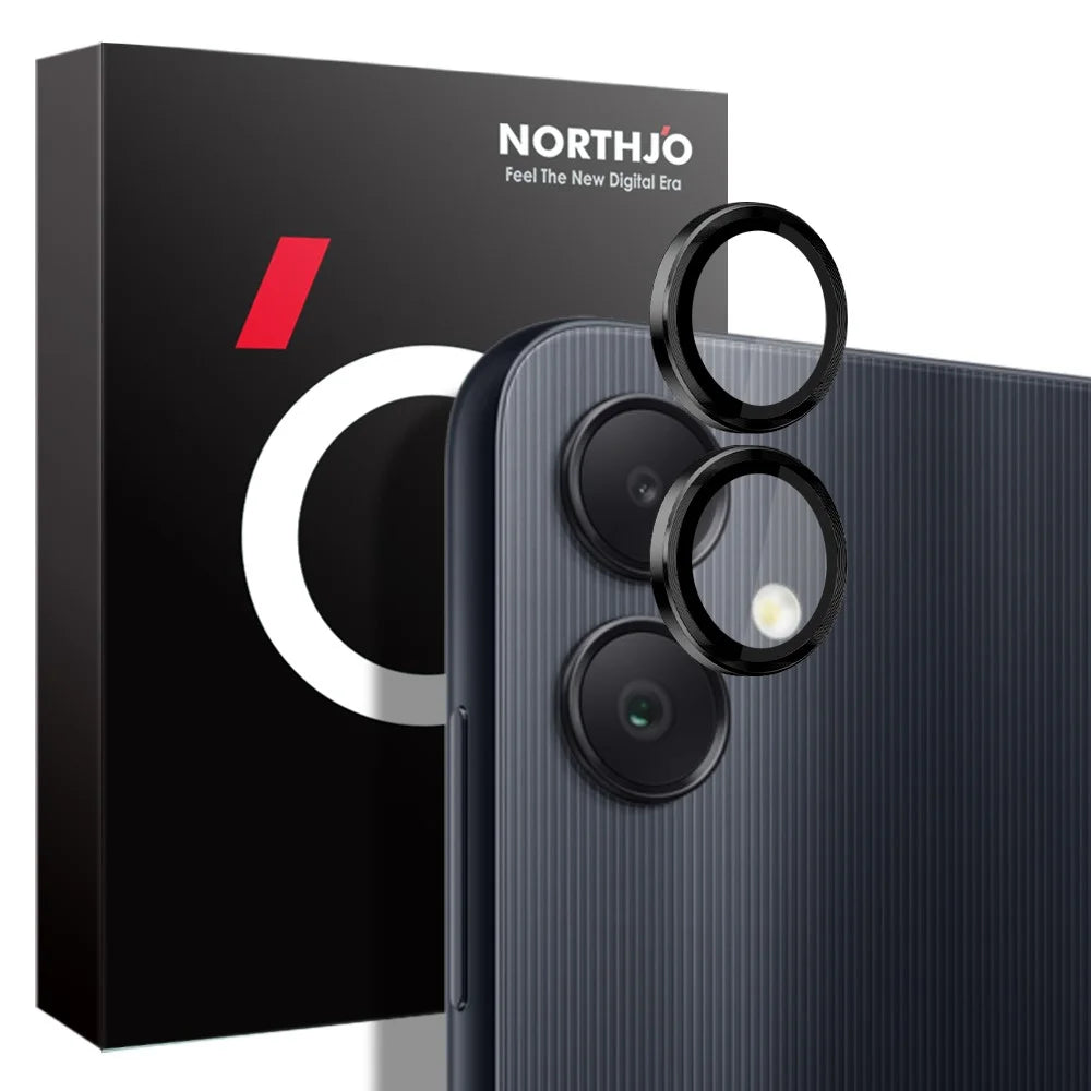 NORTHJO 1 Set For Samsung Galaxy A05 4G Camera Lens Protector CD Vein Metal Ring Lens Film - Black - 4