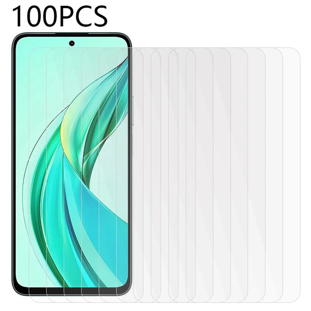 100Pcs For Honor 90 Smart / X7b 4G / 5G HD Transparent Screen Protector Phone Tempered Glass Film (No Package, with Wipes Set, Dust-absorber, Guide Sticker) - 1
