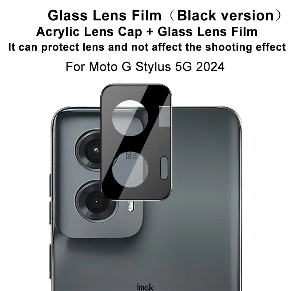 IMAK For Motorola Moto G Stylus 5G (2024) Anti-scratch Camera Lens Protector Integrated Tempered Glass+Acrylic Lens Cap (Black Version) - 2