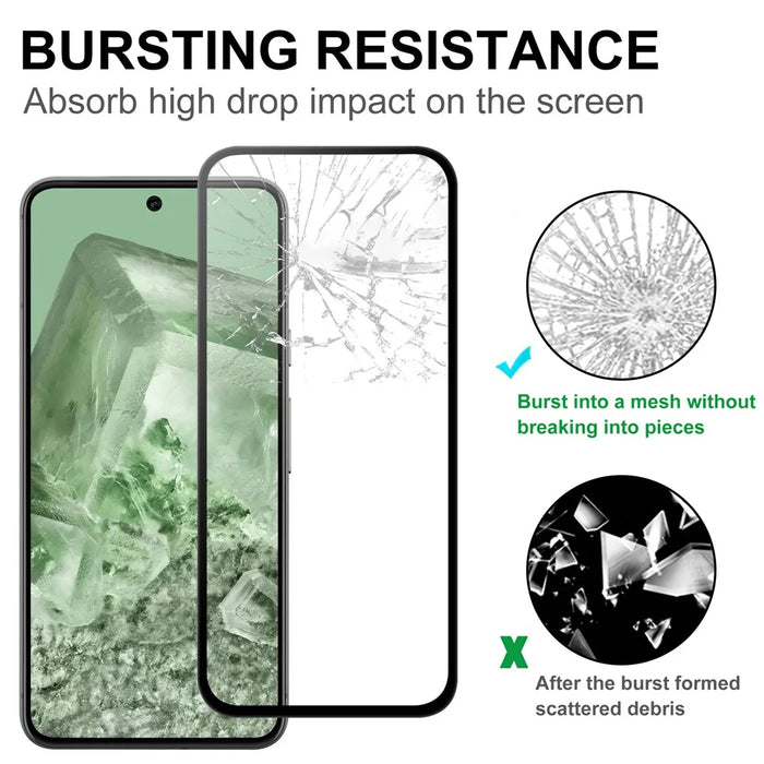 For Google Pixel 8a Screen Film  Black Edge AGC Glass HD Clear Screen Protector - 4