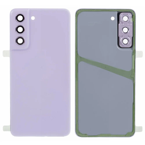 For Samsung Galaxy S21 FE 5G Battery Housing with Adhesive Sticker + Camera Lens Cover (without Logo) - Purple - 1