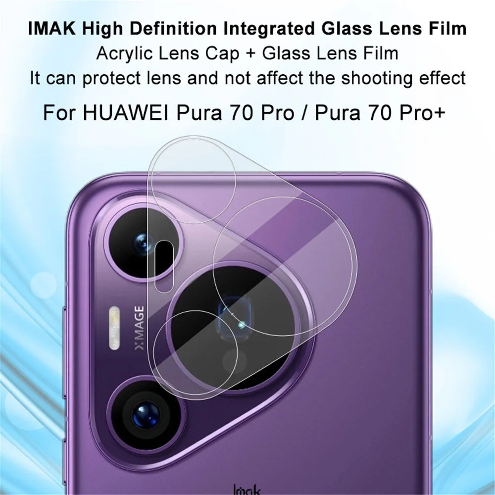 IMAK For Huawei Pura 70 Pro / 70 Pro+ Rear Lens Film + Acrylic Lens Cap HD Tempered Glass Camera Lens Protectors - 3