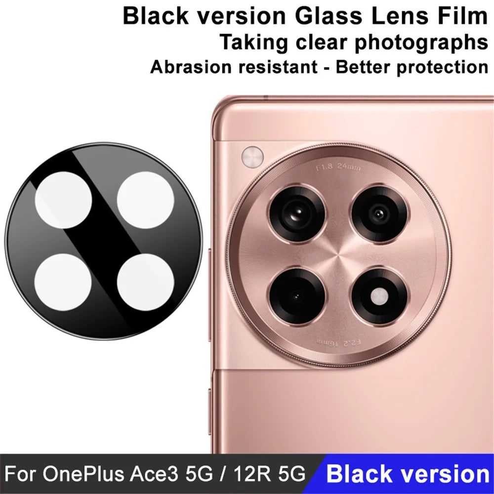 IMAK For OnePlus Ace 3 5G / 12R 5G Camera Lens Protector Tempered Glass Lens Film (Black Version) - 5