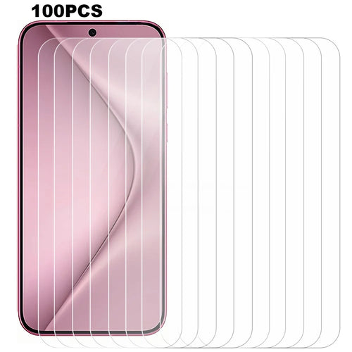 100Pcs For Huawei Pura 70 Clear Screen Protector Cell Phone Tempered Glass Screen Film (No Package, with Wipes Set, Dust-absorber, Guide Sticker) - 1