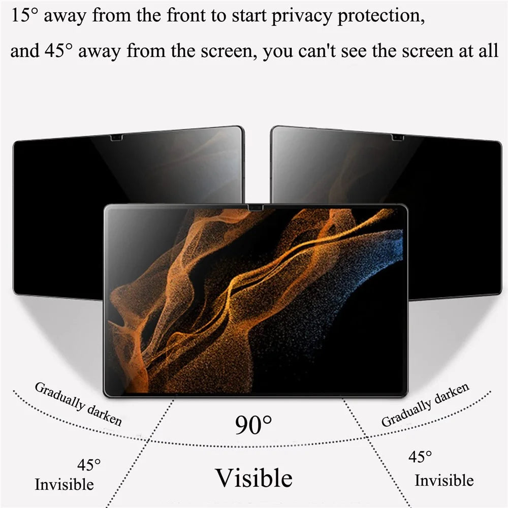 For Samsung Galaxy Tab A11 / A11 / A9 Anti-Spy Tempered Glass Screen Protector 0.3mm Arc Edge Film - 5