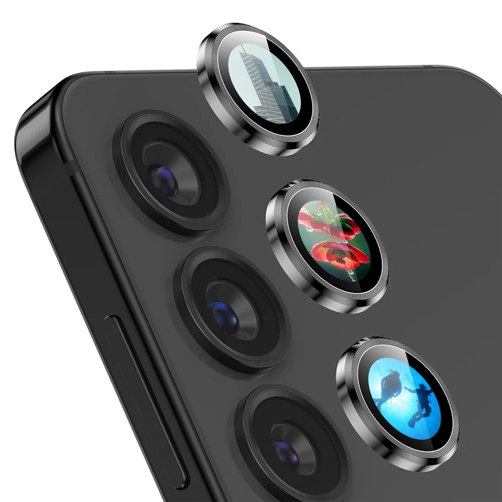 ENKAY HAT PRINCE For Samsung Galaxy S24 AR Clear Camera Lens Protector Metal Ring Lens Guard - Black - 1