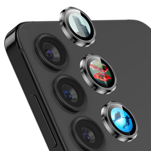 ENKAY HAT PRINCE For Samsung Galaxy S24+ Camera Lens Protector AR Clear Film + Metal Ring Lens Guard - Black - 1