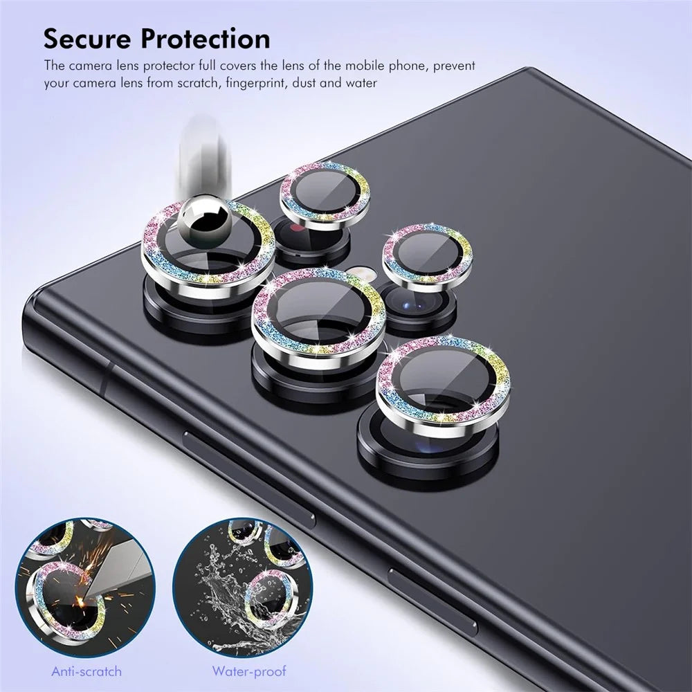 ENKAY HAT PRINCE For Samsung Galaxy S24 Ultra AR Clear Glitter Camera Lens Protector Metal Ring Rear Lens Guard - Purple - 3