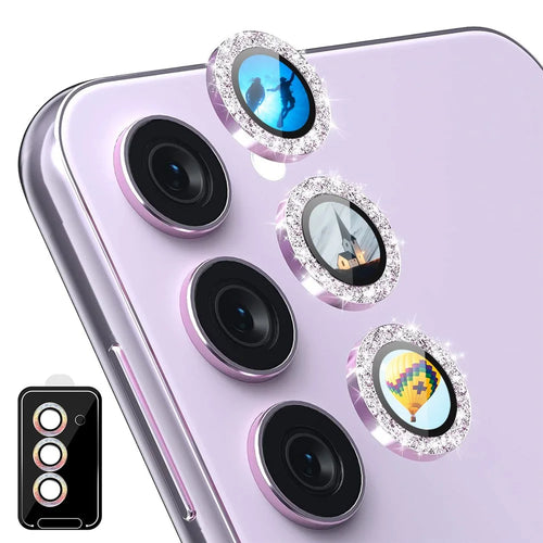 ENKAY HAT PRINCE For Samsung Galaxy S24 Camera Lens Film Tempered Glass+Aluminum Alloy Glitter Lens Guard - Purple - 1