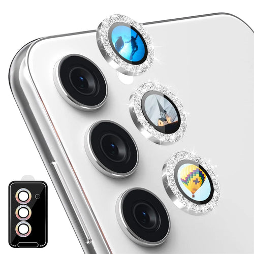 ENKAY HAT PRINCE For Samsung Galaxy S23 / S23+ Camera Lens Protector Tempered Glass+Aluminum Alloy Glitter Individual Lens Film - Silver - 1