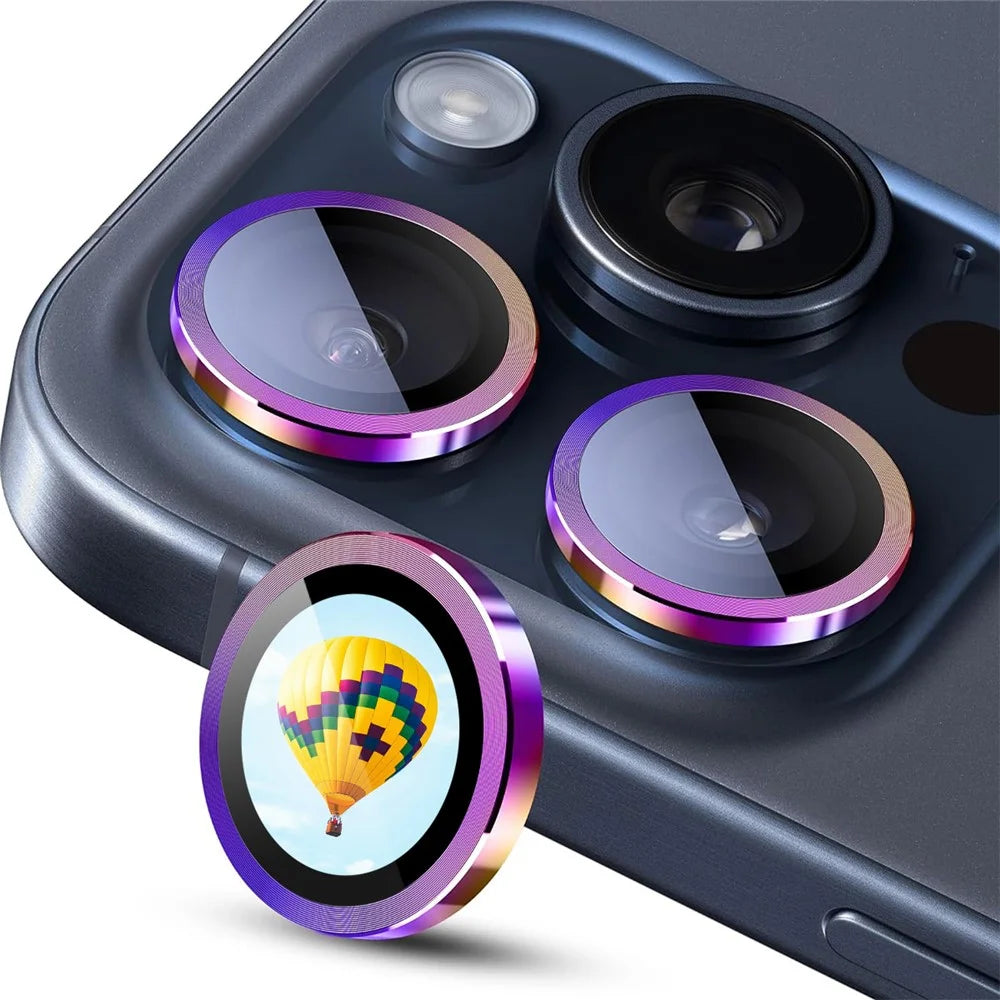 ENKAY HAT PRINCE For iPhone 13 Pro / 13 Pro Max Camera Lens Film AR-Enhanced Clear Metal Ring Lens Protector - Colorful - 1