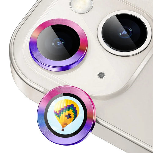 ENKAY HAT PRINCE For iPhone 14 / 14 Plus Camera Lens Protector AR Clear Anti-glare Lens Film Metal Ring Lens Guard - Multi-color - 1