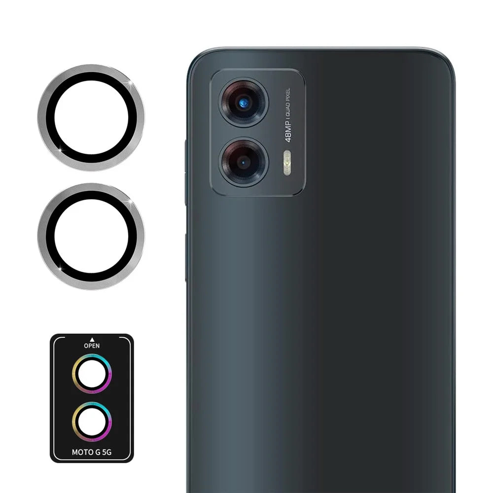 ENKAY HAT PRINCE For Motorola Moto G 5G (2023) 1 Set Rear Lens Protector Metal Ring Camera Lens Film - Silver - 1