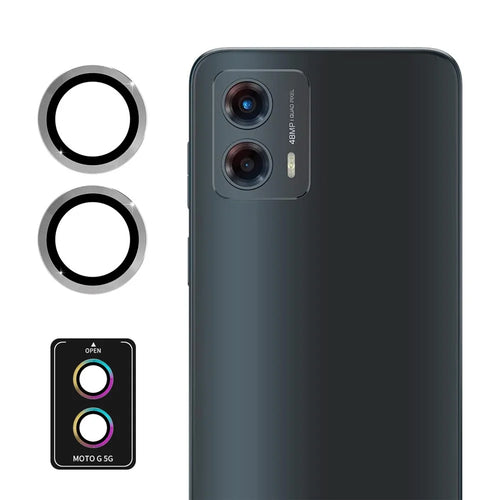 ENKAY HAT PRINCE For Motorola Moto G 5G (2023) 1 Set Rear Lens Protector Metal Ring Camera Lens Film - Silver - 1