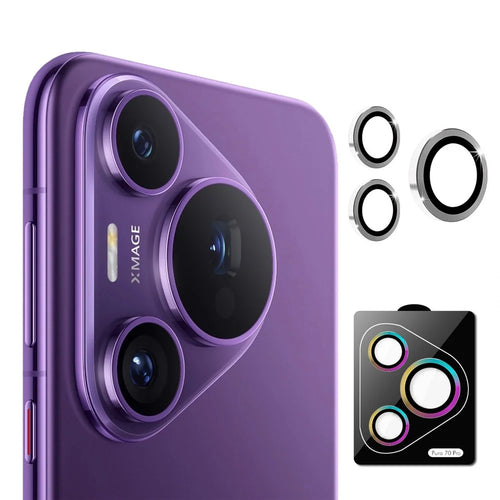 ENKAY HAT PRINCE For Huawei Pura 70 Pro / Pura 70 Pro+ 1 Set Rear Camera Lens Protector Metal Ring Lens Film - Silver  /  Silver - 1