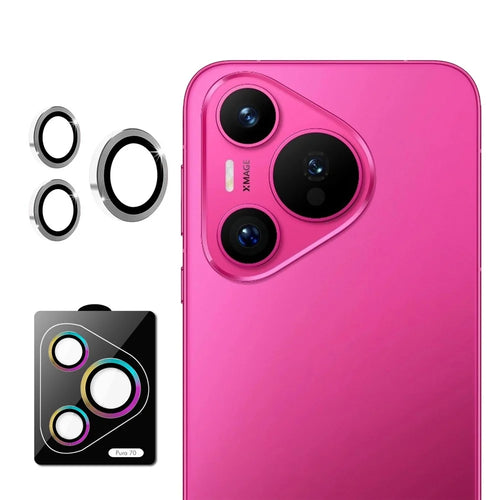 ENKAY HAT PRINCE For Huawei Pura 70 1 Set Camera Lens Protector Metal Individual Ring Lens Film - Silver - 1