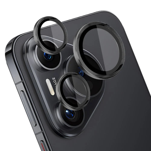 NORTHJO 1 Set For Huawei Pura 70 Camera Lens Protector Tempered Glass+Metal Ring Lens Guard - Black - 1