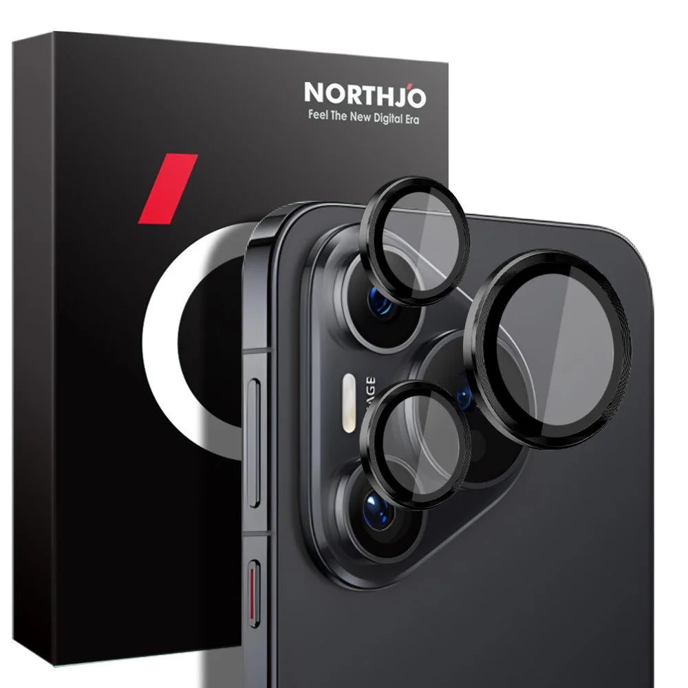 NORTHJO 1 Set For Huawei Pura 70 Camera Lens Protector Tempered Glass+Metal Ring Lens Guard - Black - 3
