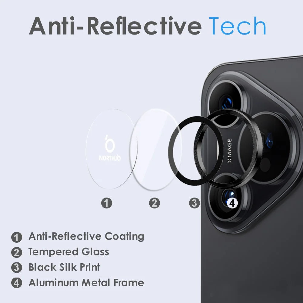 NORTHJO 1 Set For Huawei Pura 70 Camera Lens Protector Tempered Glass+Metal Ring Lens Guard - Black - 4