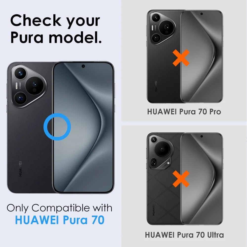 NORTHJO 1 Set For Huawei Pura 70 Camera Lens Protector Tempered Glass+Metal Ring Lens Guard - Black - 5
