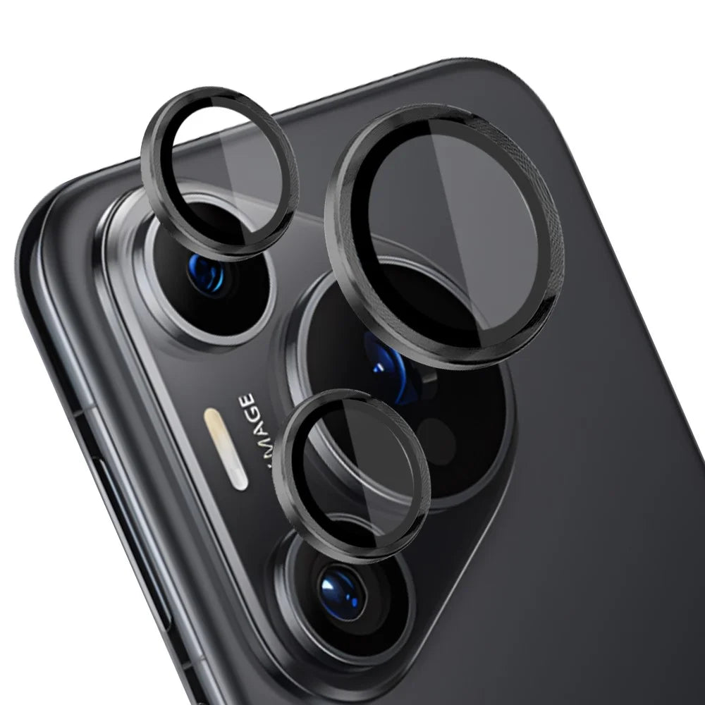 NORTHJO 1 Set For Huawei Pura 70 Pro / 70 Pro+ Camera Lens Flim+Tempered Glass+Metal Ring Lens Protector - Black - 1