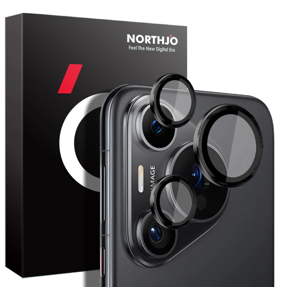 NORTHJO 1 Set For Huawei Pura 70 Pro / 70 Pro+ Camera Lens Flim+Tempered Glass+Metal Ring Lens Protector - Black - 3