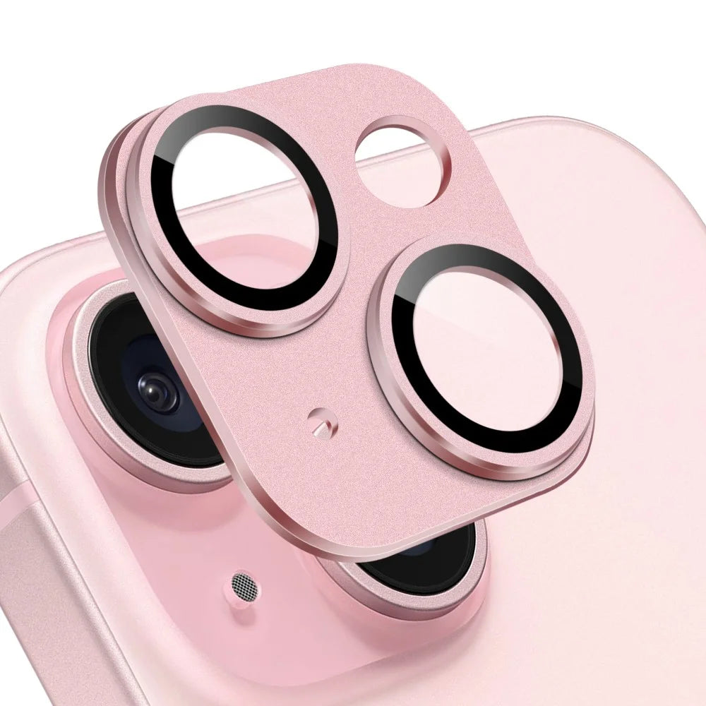 NORTHJO For iPhone 15 Plus / 15 Camera Lens Protector Matte Plate Integrated Aluminum Alloy Lens Film - Pink - 1