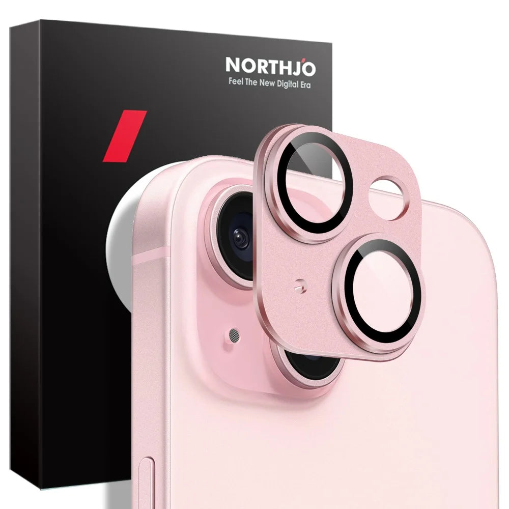 NORTHJO For iPhone 15 Plus / 15 Camera Lens Protector Matte Plate Integrated Aluminum Alloy Lens Film - Pink - 2