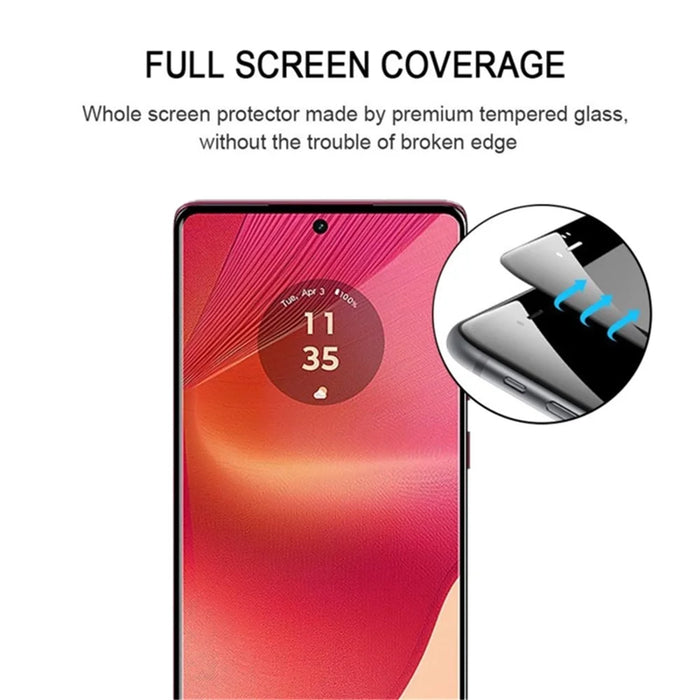 For Motorola Edge 50 Fusion 5G Tempered Glass Full Screen Protector 3D Curved Side Glue Edge - 3