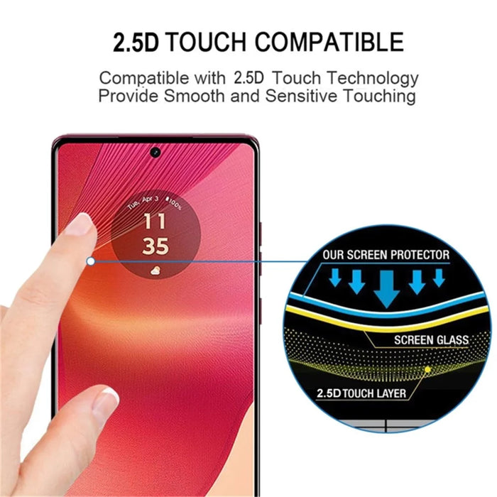 For Motorola Edge 50 Fusion 5G Tempered Glass Full Screen Protector 3D Curved Side Glue Edge - 5