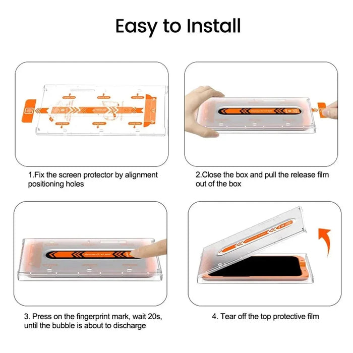 For iPhone 15 Pro Max Tempered Glass Screen Protector HD Clear Film with Installation Tool - 4