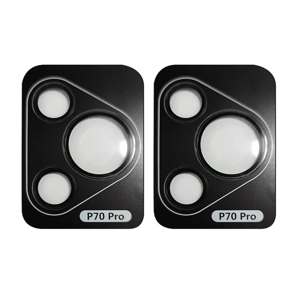 RURIHAI For Huawei Pura 70 Pro / Pura 70 Pro+ 2 Set Camera Lens Film Metal Ring AR HD Glass Lens Protector - Black - 2