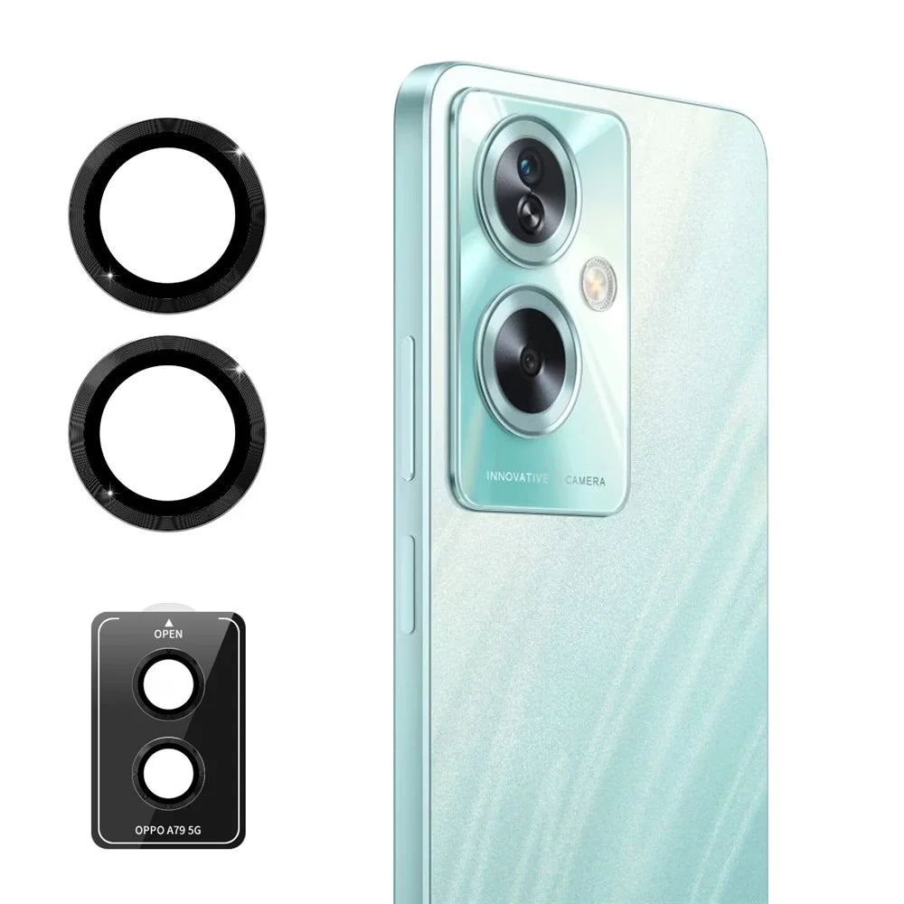 ENKAY HAT PRINCE For Oppo A79 5G / A2 5G 1 Set Camera Rear Lens Film Metal Ring Trim Lens Protector - Blue - 1