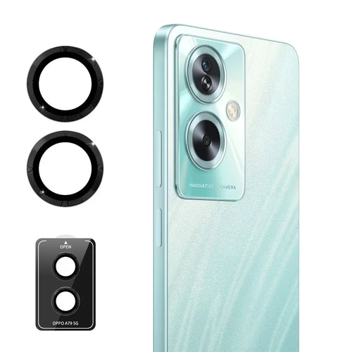 ENKAY HAT PRINCE For Oppo A79 5G / A2 5G 1 Set Camera Rear Lens Film Metal Ring Trim Lens Protector - Blue - 1