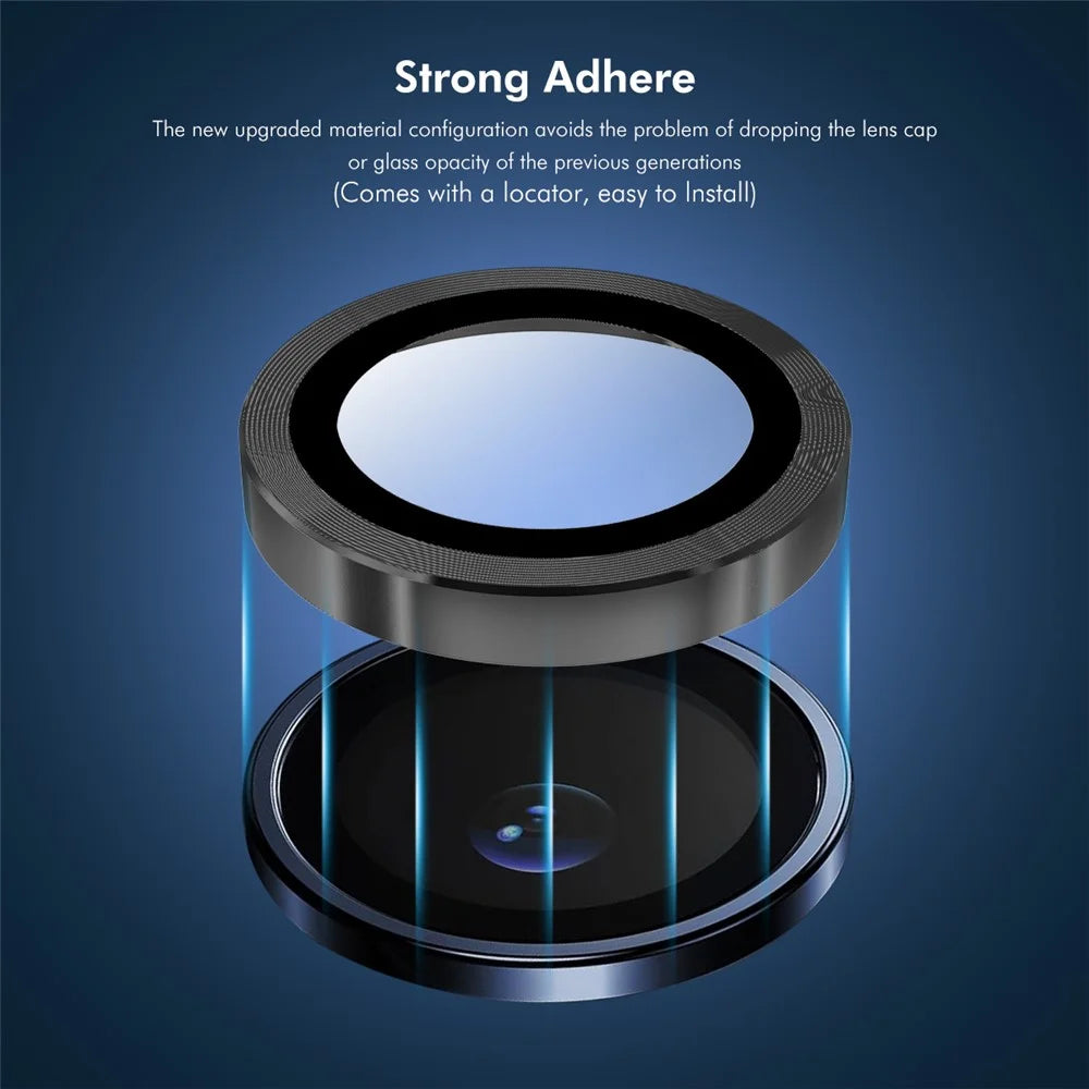 ENKAY HAT PRINCE For Oppo A79 5G / A2 5G 1 Set Camera Rear Lens Film Metal Ring Trim Lens Protector - Blue - 4