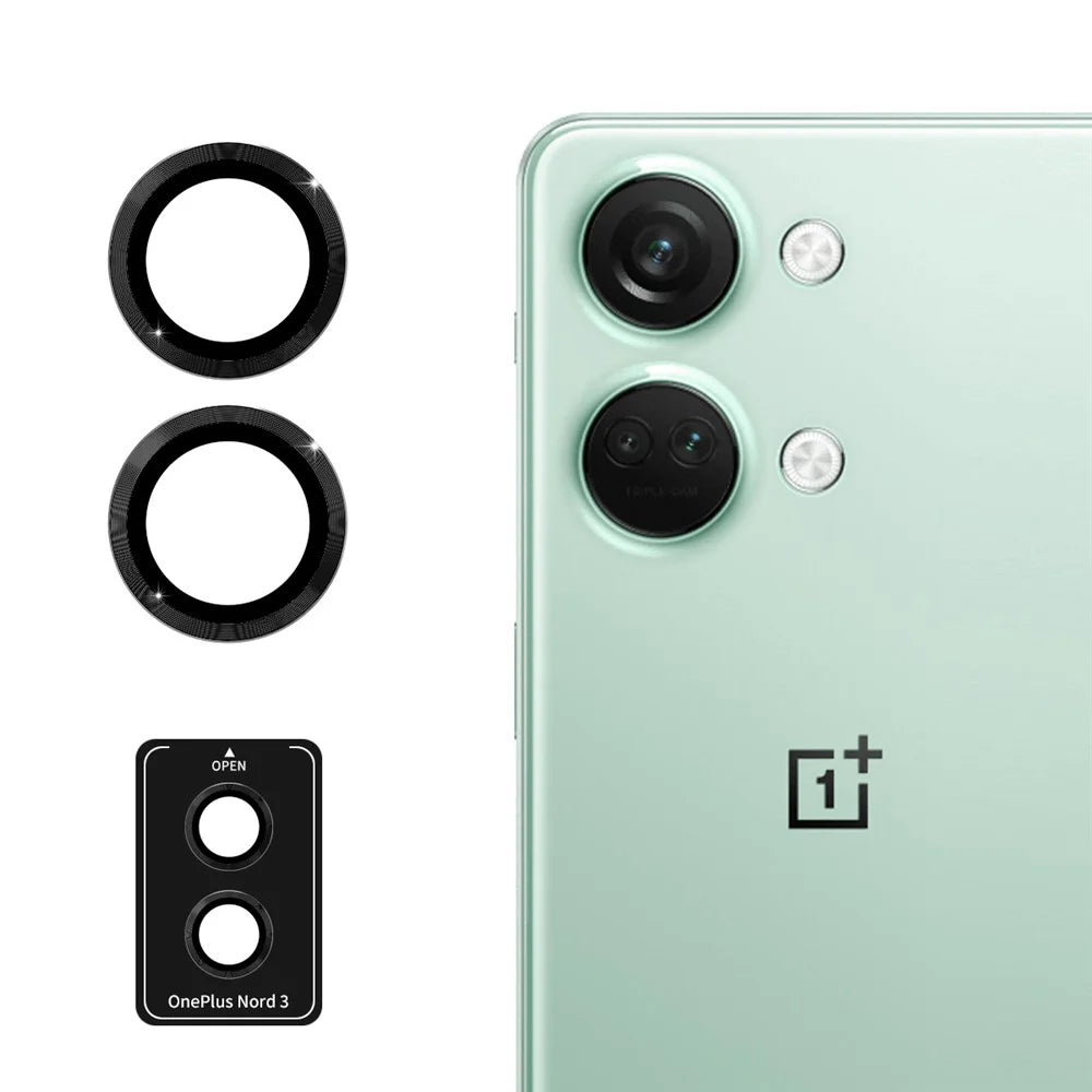 ENKAY HAT PRINCE For OnePlus Nord 3 5G / Ace 2V 1 Set Camera Lens Protector Tempered Glass Film with Metal Ring - Black - 1