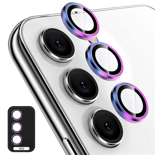 ENKAY HAT PRINCE For Samsung Galaxy M55 5G / C55 5G / F55 5G Camera Lens Protector Set 9H Hardness Lens Film with Metal Ring Trim - Colorful - 1