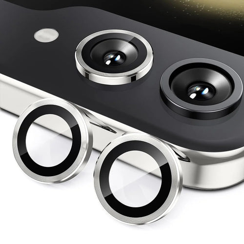 ENKAY HAT PRINCE For Samsung Galaxy Z Flip6 5G 1 Set Camera Lens Protector 9H Anti-fingerprint Rear Lens Film with Metal Ring - Silver - 1