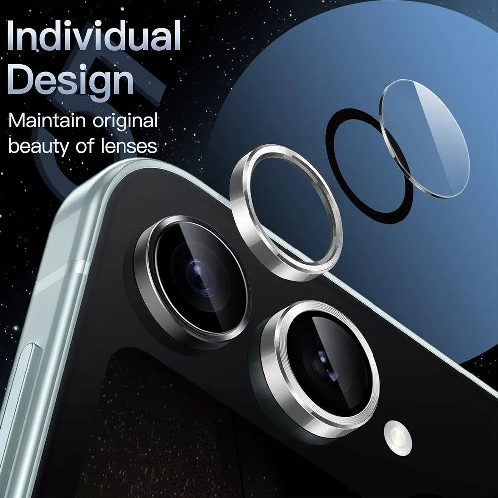 ENKAY HAT PRINCE For Samsung Galaxy Z Flip6 5G 1 Set Camera Lens Protector 9H Anti-fingerprint Rear Lens Film with Metal Ring - Silver - 2