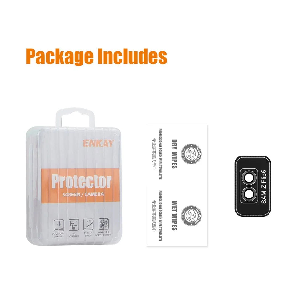 ENKAY HAT PRINCE For Samsung Galaxy Z Flip6 5G 1 Set Camera Lens Protector 9H Anti-fingerprint Rear Lens Film with Metal Ring - Silver - 7