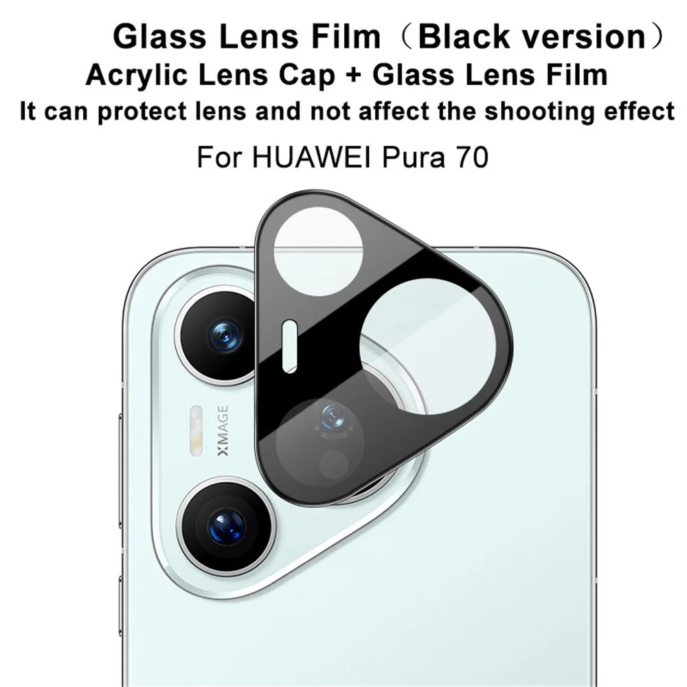 IMAK For Huawei Pura 70 Tempered Glass Camera Lens Film Arc Edge Lens Protector with Lens Cap (Black Version) - 3