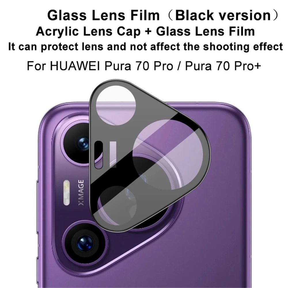 IMAK For Huawei Pura 70 Pro / Pura 70 Pro+ Camera Lens Protector + Acrylic Lens Cap Tempered Glass Lens Film (Black Version) - 3