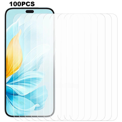 100Pcs For Honor 200 Lite Clear Screen Protector Cell Phone Tempered Glass Screen Film (No Package, with Wipes Set, Dust-absorber, Guide Sticker) - 1