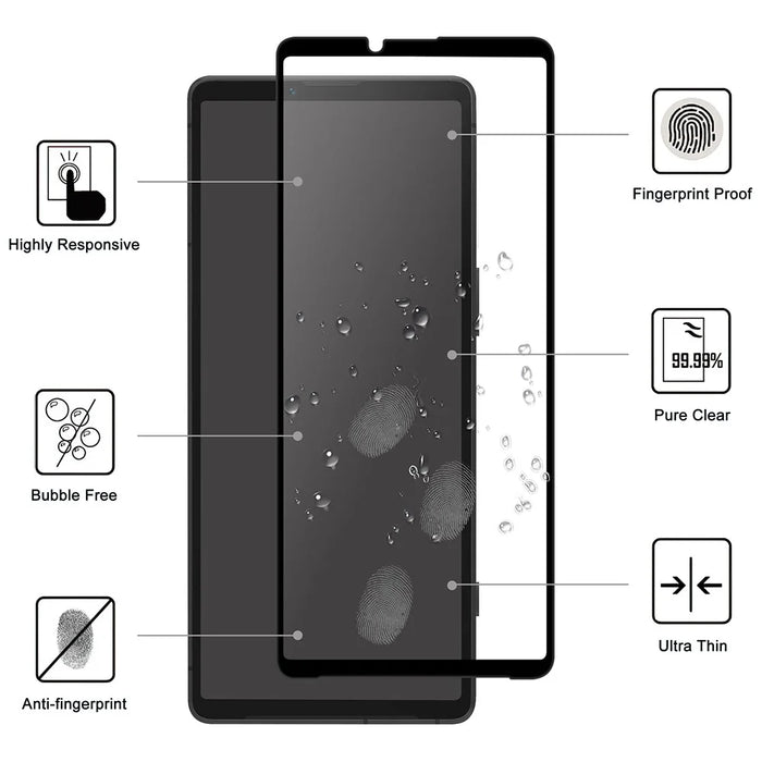 For Sony Xperia 10 VI Screen Protector Full Glue Anti-Explosion Black Edge AGC Glass Film - 2